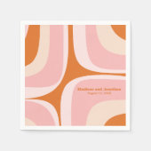 Mid Century Modern Retro Groove Roze en Sinaasappe Servet (Voorkant)