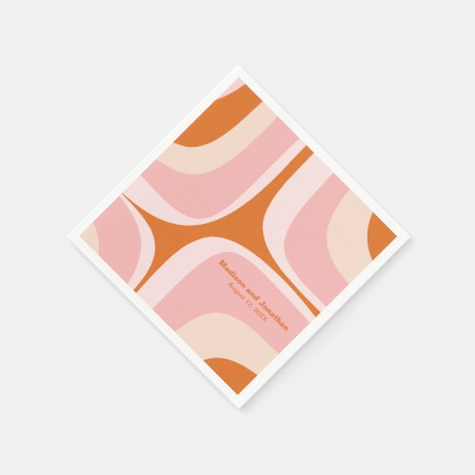 Mid Century Modern Retro Groove Roze en Sinaasappe Servet (Hoek)