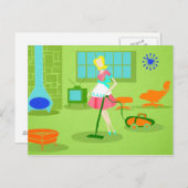 Mid Century Modern Retro Huisvrouw Briefkaart (Voorkant / Achterkant)