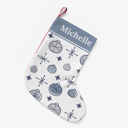 Mid Century Modern Retro Kerstkunst Silver Kleine Kerstsok (Voorkant (Hangend))