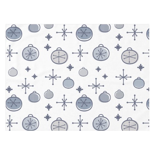 Mid Century Modern Retro Kerstkunst Silver Tafelkleed (Voorkant (Horizontaal))