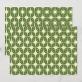 Mid-Century Modern Retro Kerstmis: Groen Kaart (Voorkant / Achterkant)