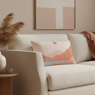 Mid Century Modern Retro Landscape Oranje Kussen