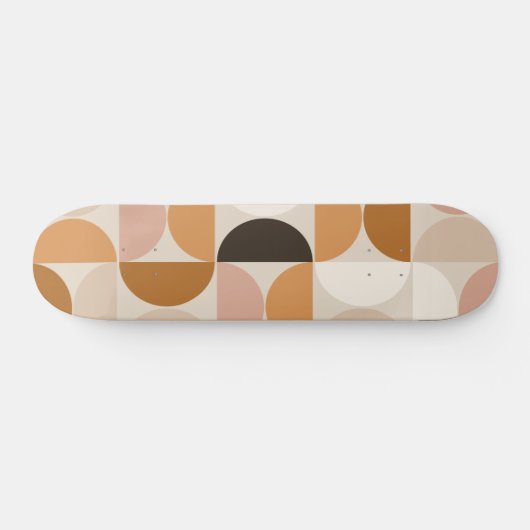 Mid Century Modern Retro Pattern Brown Earth Tones Skateboard (Horizontaal)