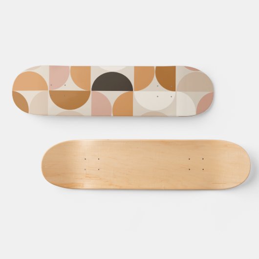Mid Century Modern Retro Pattern Brown Earth Tones Skateboard (Horizontaal)