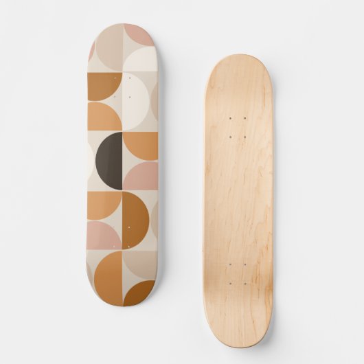 Mid Century Modern Retro Pattern Brown Earth Tones Skateboard (Voorkant)