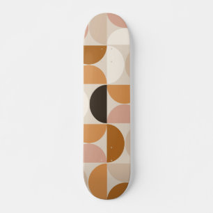 Mid Century Modern Retro Pattern Brown Earth Tones Skateboard