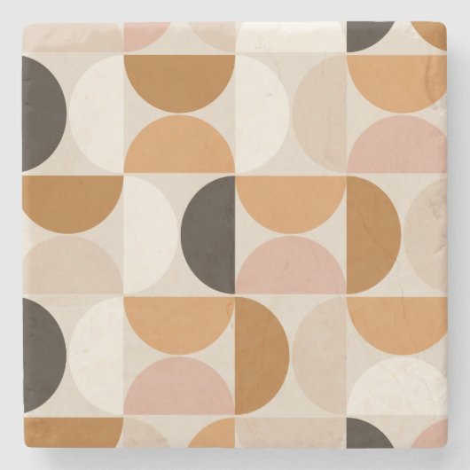 Mid Century Modern Retro Pattern Brown Earth Tones Stenen Onderzetter (Voorkant)