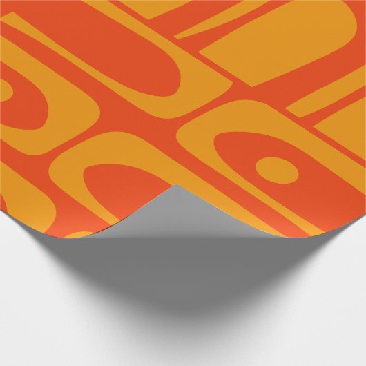 Mid Century Modern Retro Piquet Sinaasappel Geel Cadeaupapier (Hoek)