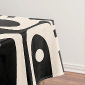 Mid Century Modern Retro Piquet Zwart en Crème Tafelkleed (Voorbeeld)