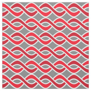 Mid-Century Modern Ribbons, rood en grijs / grijs Stof