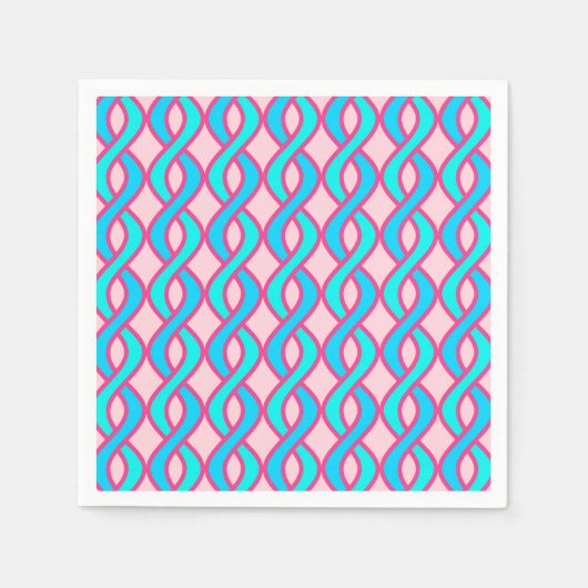Mid-Century Modern Ribbons, turquoise en roze Servetten (Voorkant)