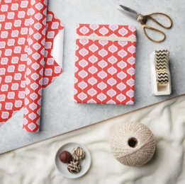Mid Century Modern Rood & Roze Kerst Geometrisch Cadeaupapier