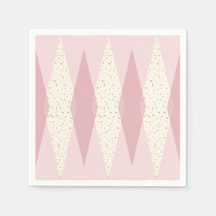Mid Century Modern Roze Argyle Papier Borden serve Servetten