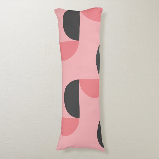Mid-Century Modern Roze en grijs Lichaamskussen (Voorkant Verticaal)