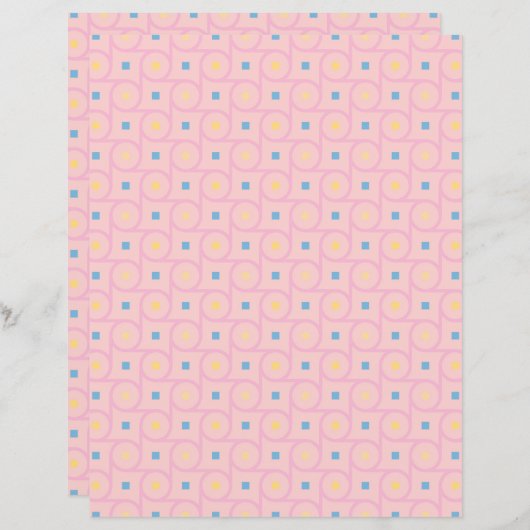 Mid Century Modern Roze Interlocking Cirkel (Voorkant / Achterkant)