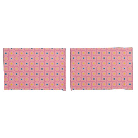 Mid Century Modern Roze Interlocking Cirkel Kussensloop (Voorkant-Set)