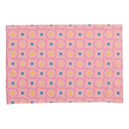 Mid Century Modern Roze Interlocking Cirkel Kussensloop (Voorkant-Rechts)