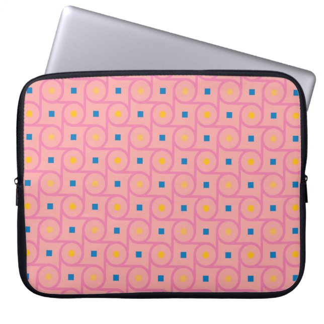 Mid Century Modern Roze Interlocking Cirkel Laptop Sleeve (Voorkant)