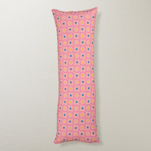 Mid Century Modern Roze Interlocking Cirkel Lichaamskussen (Achterkant (Verticaal))