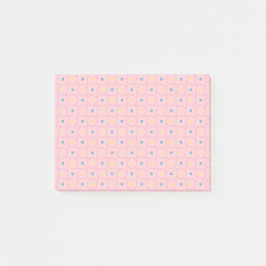 Mid Century Modern Roze Interlocking Cirkel Post-it® Notes (Voorkant)