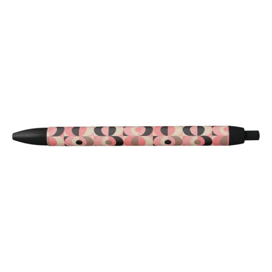 Mid-Century modern roze patroon Zwarte Inkt Pen (Voorkant)