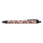 Mid-Century modern roze patroon Zwarte Inkt Pen (Bovenkant)