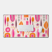 Mid Century Modern Roze & Sinaasappel Abstract Pat Bureaumat (Keyboard & Muis)
