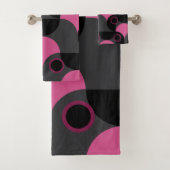 Mid-Century Modern Roze zwart en grijs Bad Handdoek (Insitu)