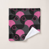 Mid-Century Modern Roze zwart en grijs Bad Handdoek (Wasdoekje)