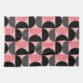 Mid-Century Modern Roze zwart en grijs Theedoek (Horizontaal)
