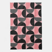 Mid-Century Modern Roze zwart en grijs Theedoek (Verticaal)