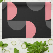 Mid-Century Modern Roze zwart en grijs Theedoek (Gevouwen)