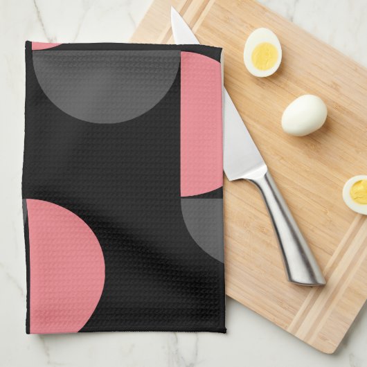 Mid-Century Modern Roze zwart en grijs Theedoek (Quarter Fold)