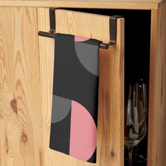 Mid-Century Modern Roze zwart en grijs Theedoek (Derde Gevouwen)