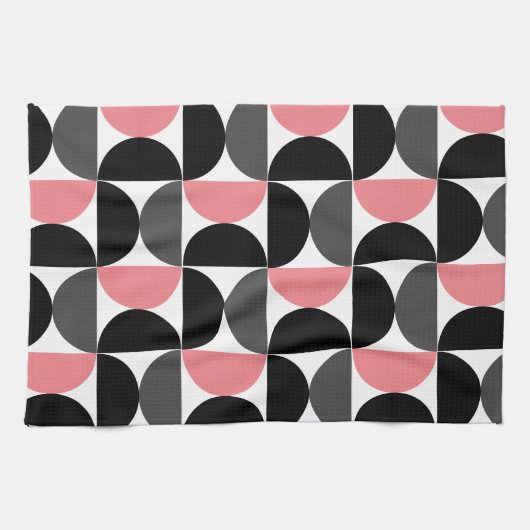 Mid-Century Modern Roze Zwart-wit Theedoek (Horizontaal)