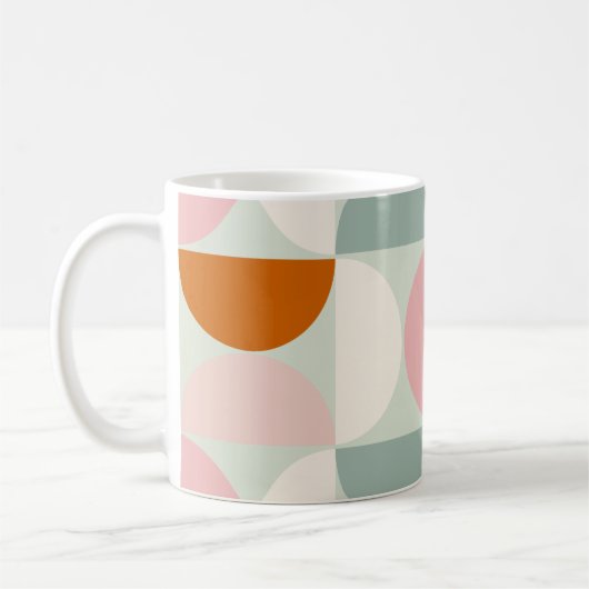 Mid Century Modern Sage Green Blush Oranje Patroon Koffiemok (Links)