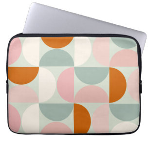 Mid Century Modern Sage Green Blush Oranje Patroon Laptop Sleeve