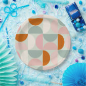 Mid Century Modern Sage Green Blush Oranje Patroon Papieren Bordje (Feest)