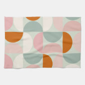 Mid Century Modern Sage Green Blush Oranje Patroon Theedoek (Horizontaal)
