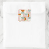Mid Century Modern Sage Green Blush Oranje Patroon Vierkante Sticker (Tas)