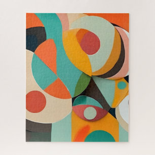 Mid Century Modern Schilderij, Diverse Kleuren Legpuzzel