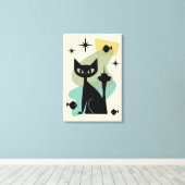 Mid Century Modern Seattle Cat Canvas Afdruk (Insitu (Houten vloer))
