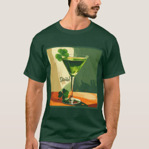 Mid Century Modern Shamrock Martini Sláinte! T-shirt
