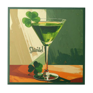 Mid Century Modern Shamrock Martini Sláinte! Tegeltje