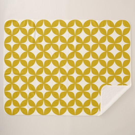 Mid Century Modern Shapes in Mustard Yellow Sherpa Deken (Voorkant (horizontaal))