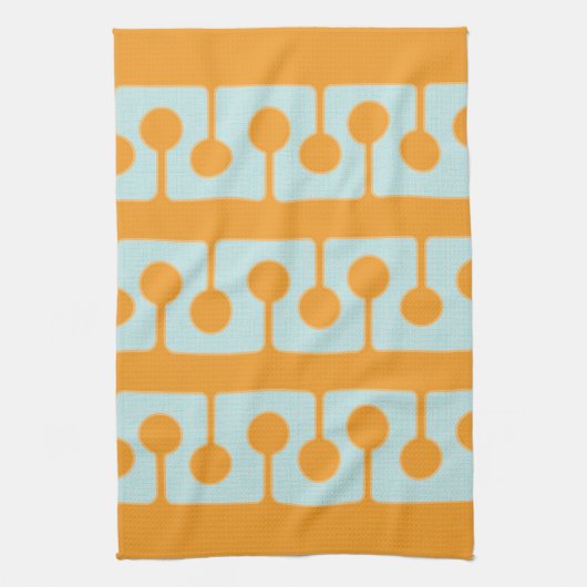 Mid Century Modern Shapes in Sync Sinaasappel, Aqu Theedoek (Verticaal)