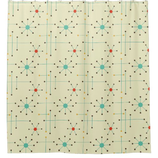 Mid-Century Modern Shower Curtain, Starburst Douchegordijn (Voorkant)