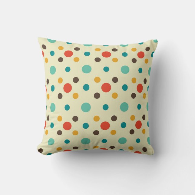 Mid-Century Modern Sierkussen, Polkadot Pattern Kussen (Voorkant)