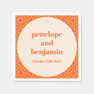 Mid Century Modern Sinaasappel aangepaste bruiloft Servet